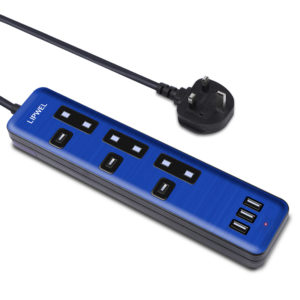 Extension lead with 3USB blue 1